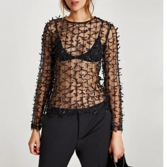 Zara sheer bows top - Picture 2 of 7